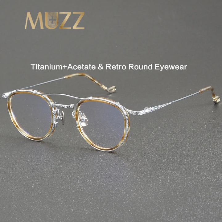 Muzz Unisex Full Rim Oval Double Bridge Titanium Acetate Eyeglasses 54915