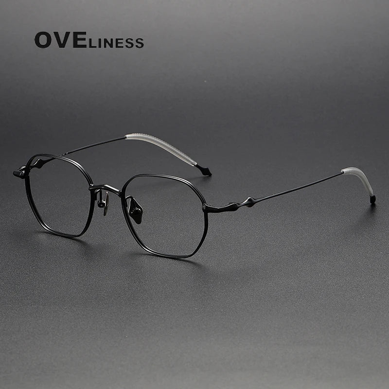 Oveliness Unisex Full Rim Polygon Titanium Eyeglasses 4220 Full Rim Oveliness black