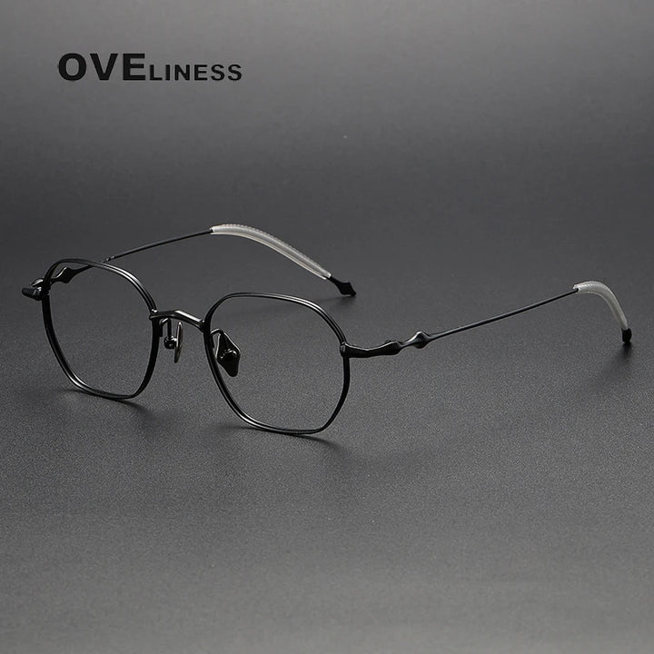 Oveliness Unisex Full Rim Polygon Titanium Eyeglasses 4220 Full Rim Oveliness black