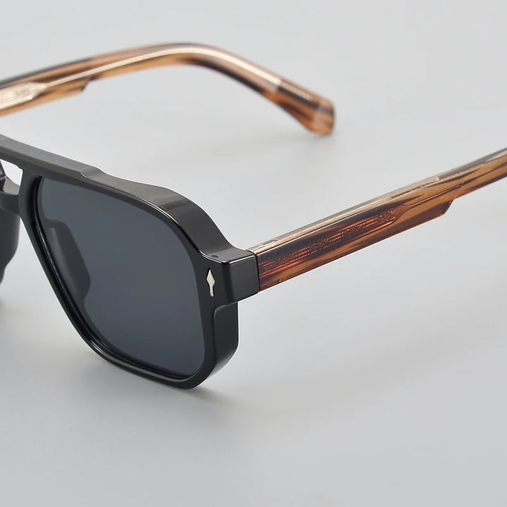 Nobler Women's Full Rim Square Double Bridge Acetate Polarized Sunglasses 9802 Sunglasses Nobler