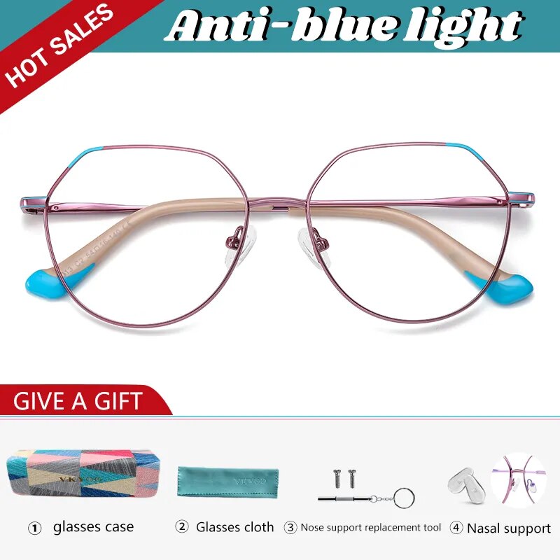 Vicky Women's Full Rim Polygon Stainless Steel Reading Glasses 3013 Reading Glasses Vicky PFD3013-C2 Prescription custom