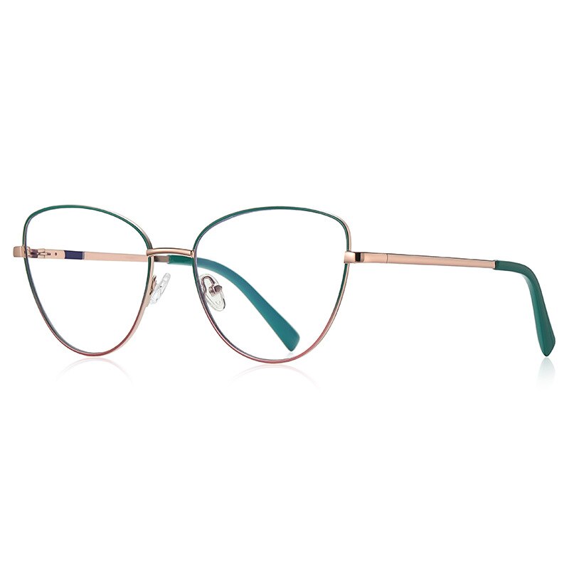 CCspace Unisex Full Rim Square Cat Eye Spring Hinge Alloy Eyeglasses 56273 Full Rim CCspace C6ZGoldGreen