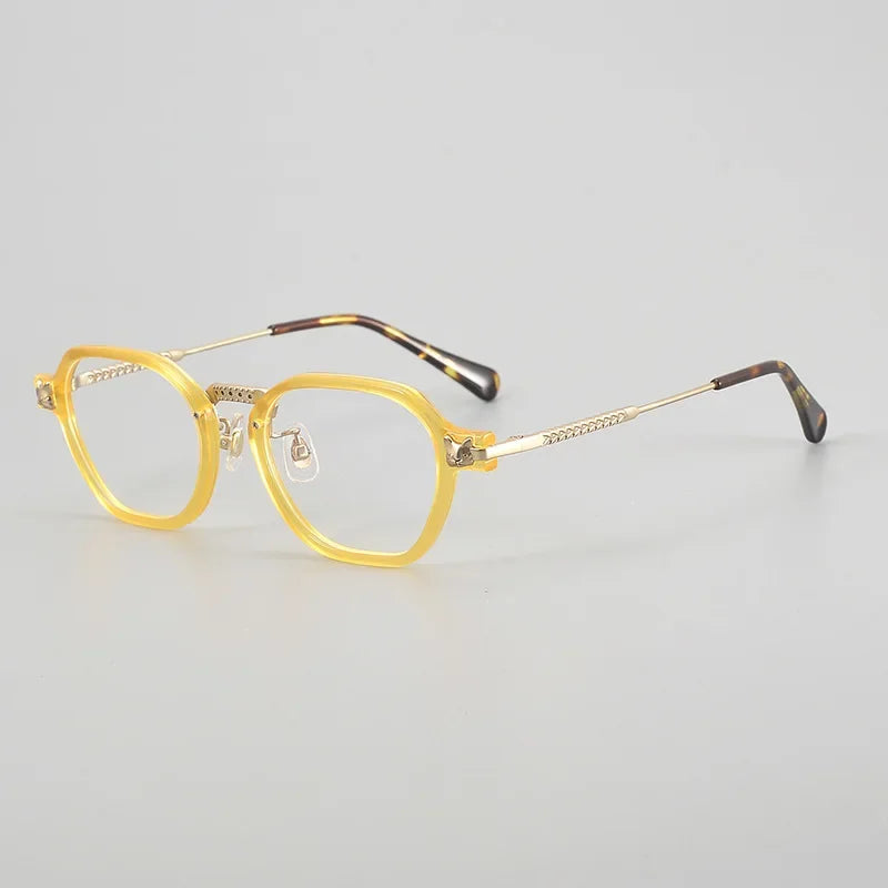 Hewei Unisex Full Rim Polygon Titanium Acetate Eyeglasses 842009 Full Rim Hewei C3 CHINA