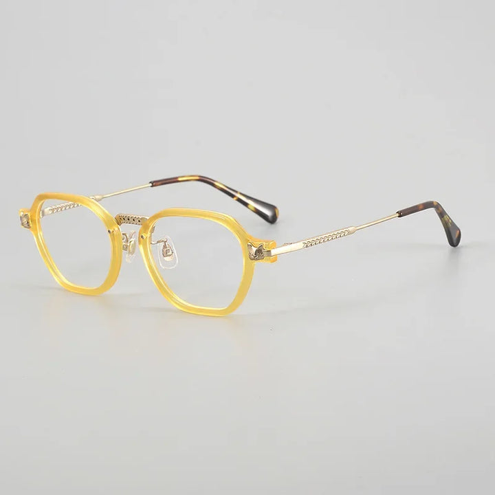 Hewei Unisex Full Rim Polygon Titanium Acetate Eyeglasses 842009 Full Rim Hewei C3 CHINA