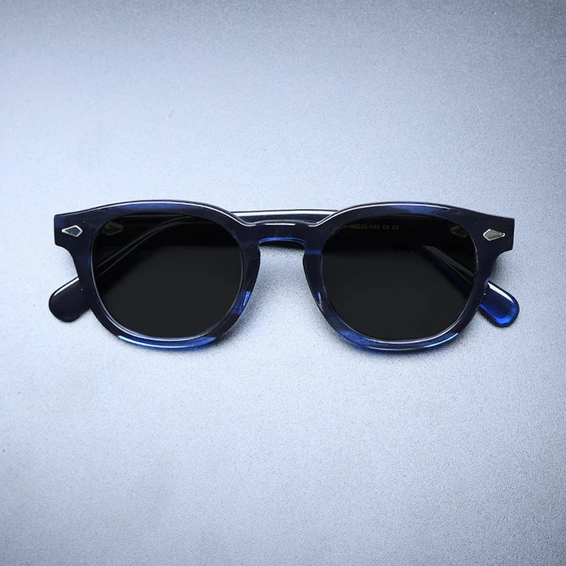 Gatenac Unisex Full Rim Square Polarized Acetate Sunglasses Mo14 Sunglasses Gatenac Blue Gray