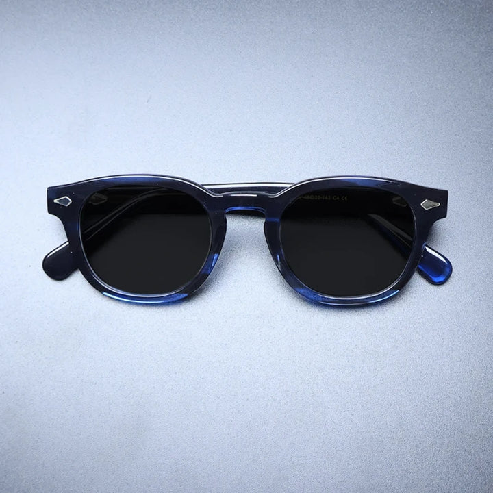 Gatenac Unisex Full Rim Square Polarized Acetate Sunglasses Mo14 Sunglasses Gatenac Blue Gray