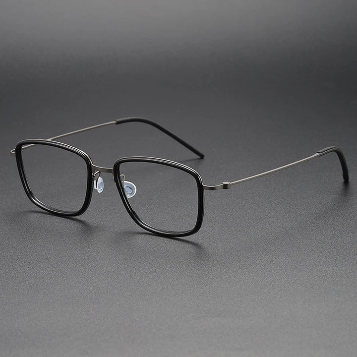 Oveliness Unisex Full Rim Polygon Acetate Titanium Eyeglasses 5803 Full Rim Oveliness black gun