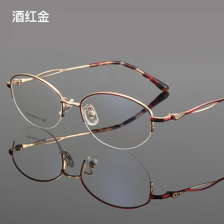 Bclear Women's Semi Rim Oval Alloy Eyeglasses 61118