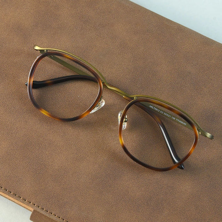 Black Mask Unisex Full Rim Square Acetate Titanium Eyeglasses 95912