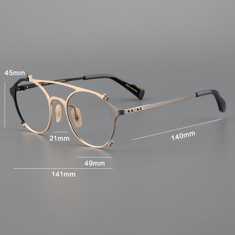 Gatenac Unisex Full Rim Round Double Bridge Titanium Eyeglasses Gxyj1026 Full Rim Gatenac