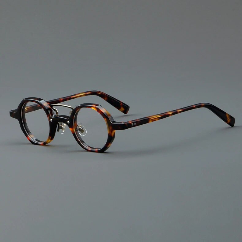 CCspace Unisex Full Rim Small Round Double Bridge Acetate Alloy Eyeglasses 57057 Full Rim CCspace