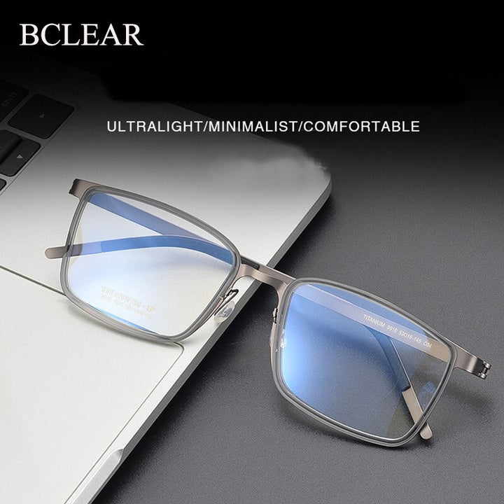 Bclear Unisex Full Rim Square Titanium Eyeglasses My9916 Full Rim Bclear