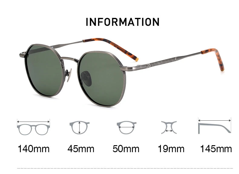 Black Mask Men's Full Rim Titanium Round Polarized Sunglasses 14045 Full Rim Black Mask