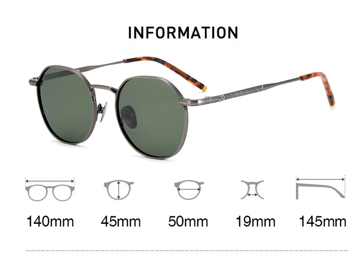 Black Mask Men's Full Rim Titanium Round Polarized Sunglasses 14045 Full Rim Black Mask
