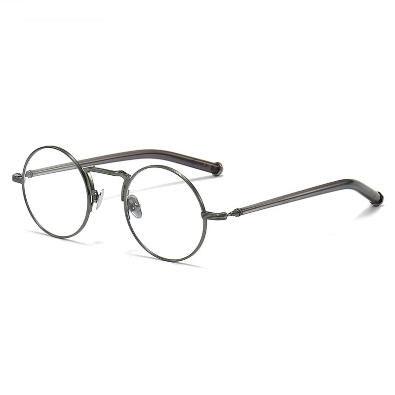 Black Mask Unisex Full Rim Round Titanium Eyeglasses 3119m Full Rim Black Mask Gun Gray