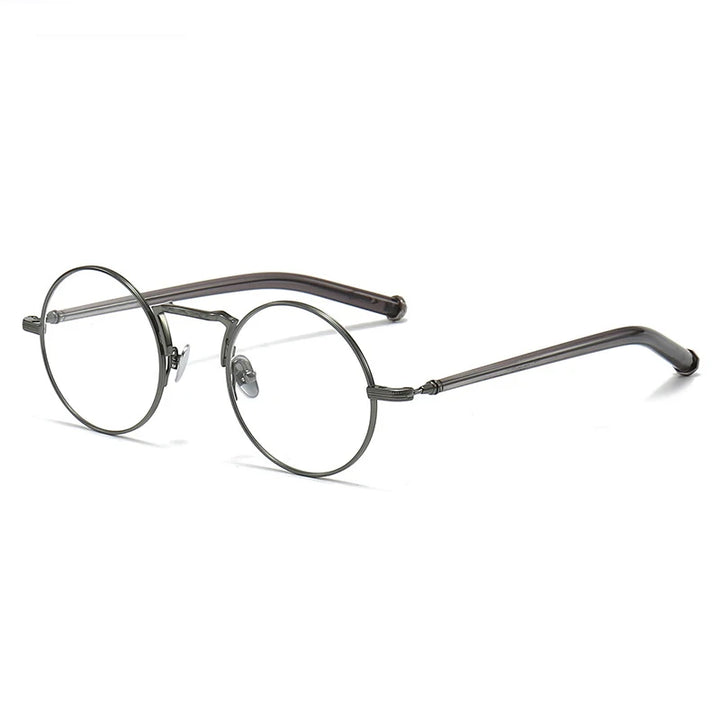 Black Mask Unisex Full Rim Round Titanium Eyeglasses 3119m Full Rim Black Mask Gun Gray