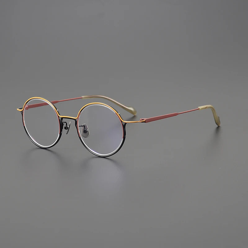 Gatenac Unisex Full Rim Round Oval Round Titanium Eyeglasses Gxyj1561 Full Rim Gatenac Orange