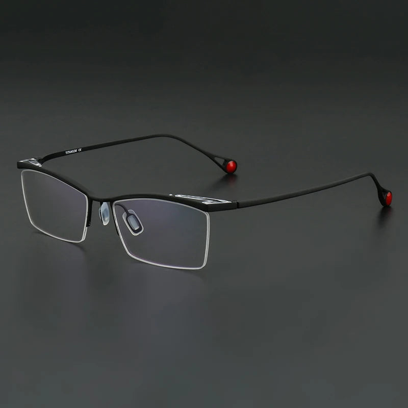 Muzz Unisex Semi Rim Square Brow Line Titanium Eyeglass 817113