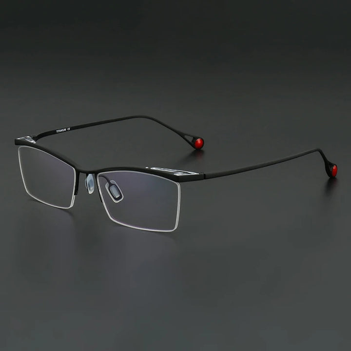 Muzz Unisex Semi Rim Square Brow Line Titanium Eyeglass 817113