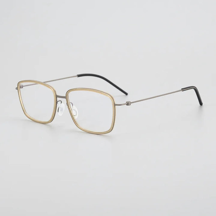 Black Mask Unisex Full Rim Square Acetate Titanium Eyeglasses 15803