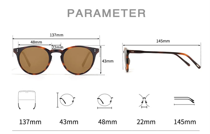 Black Mask Full Rim Round Acetate Polarized Sunglasses 605183