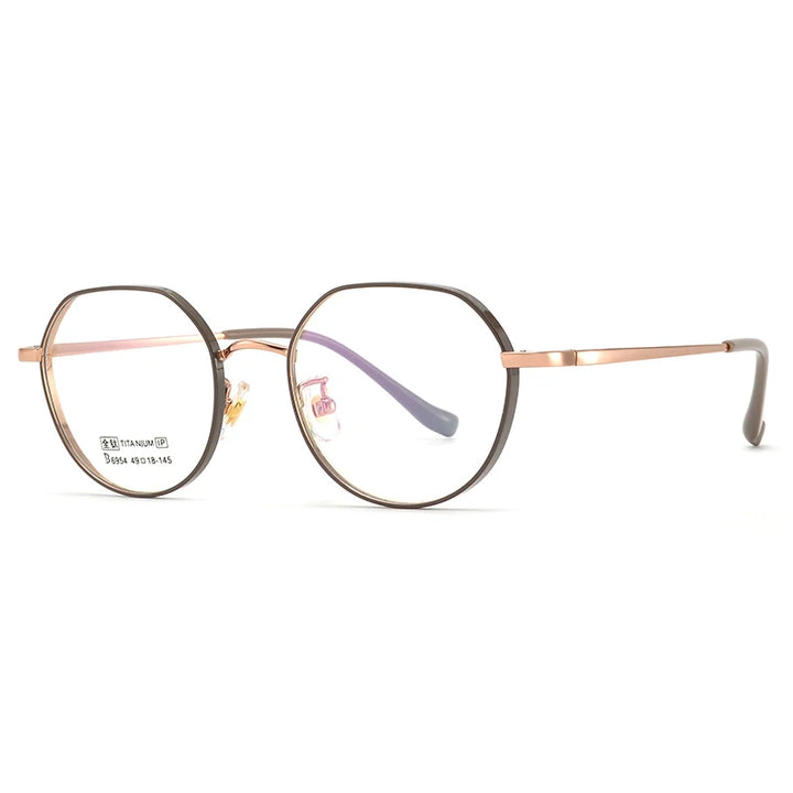 Bclear Women's Full Rim Polygon Small Oval Titanium Women Eyeglasses My6954 Full Rim Bclear Green Gold