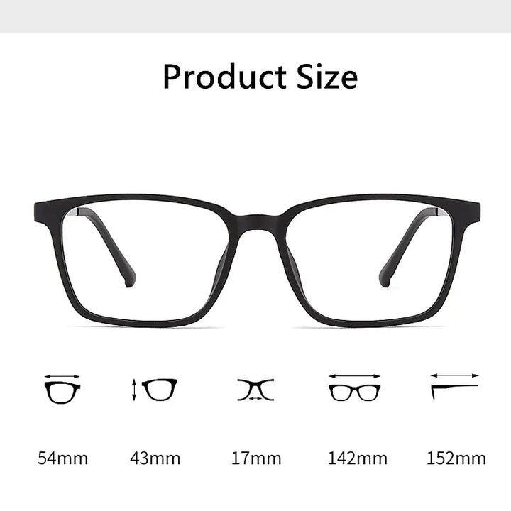 Kocolior Unisex Full Rim Square Tr 90 Titanium Hyperopic Reading Glasses 8922 Reading Glasses Kocolior