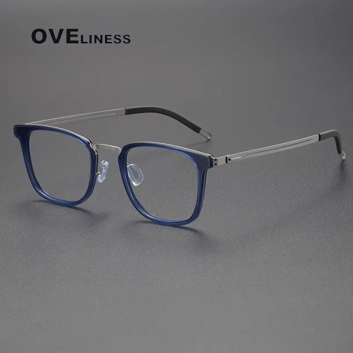 Oveliness Women's Full Rim Square Acetate Titanium Eyeglasses 82028