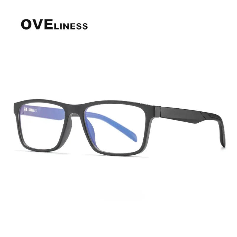 Oveliness Women's Full Rim Square Tr 90 Titanium Eyeglasses 72356 Full Rim Oveliness black c1