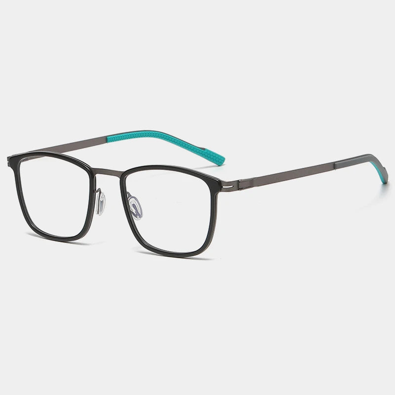 Gatenac Unisex Full Rim Square Screwless Alloy Eyeglasses Gxyj1152 Full Rim Gatenac Black Gun