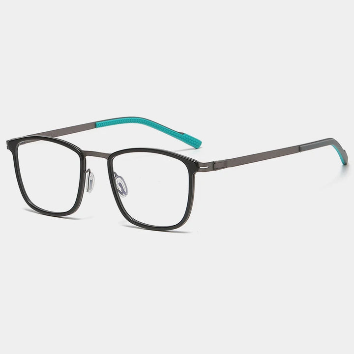 Gatenac Unisex Full Rim Square Screwless Alloy Eyeglasses Gxyj1152 Full Rim Gatenac Black Gun