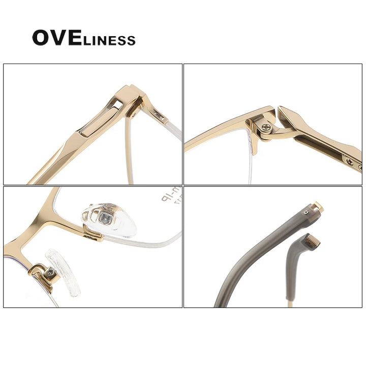 Oveliness Unisex Semi Rim Square Titanium Eyeglasses 80877 Semi Rim Oveliness
