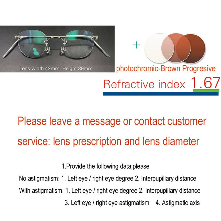 Yujo Unisex Handcrafted Rimless Oval Screwless Steel Eyeglasses 313533