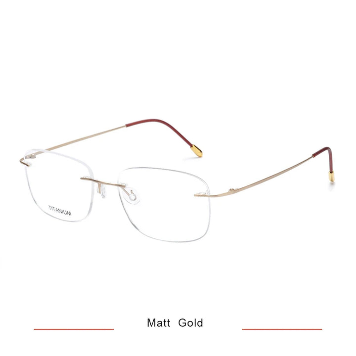 Brightzone Unisex Rimless Oval Square Titanium Eyeglasses 71610 Rimless Brightzone Matte Gold