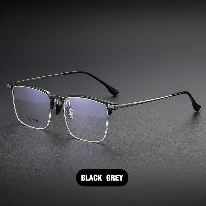 Vicky Unisex Semi Rim Square Titanium Reading Glasses V20261 Reading Glasses Vicky L-20261-BLACK GREY -50