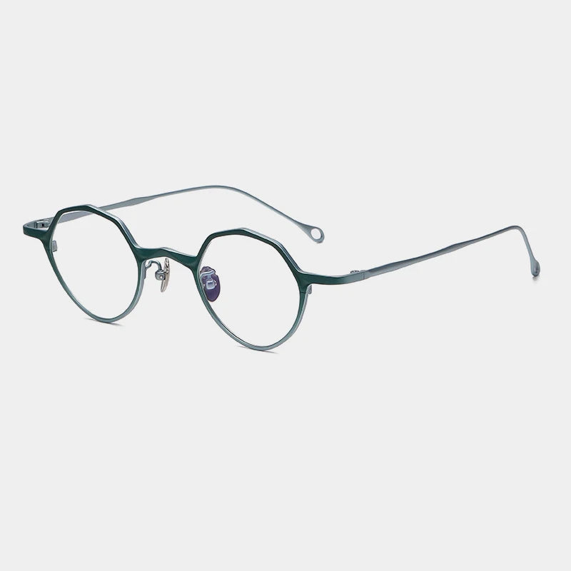 Gatenac Unisex Full Rim Small Polygon Titanium Eyeglasses Gxyj1464 Full Rim Gatenac Gradient Green