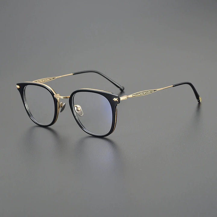 Black Mask Unisex Full Rim Big Square Titanium Acetate Eyeglasses 945928 Full Rim Black Mask