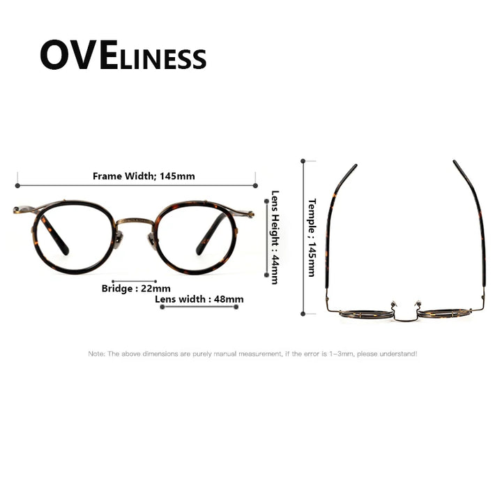 Oveliness Unisex Full Rim Round Acetate Titanium Eyeglasses 72526 Full Rim Oveliness
