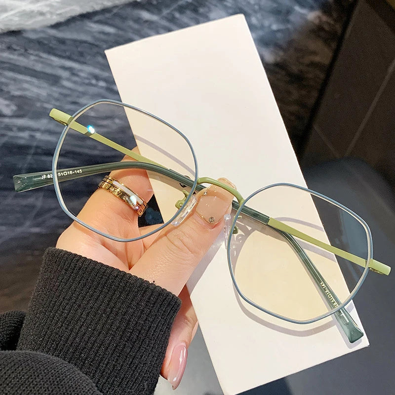 Vicky Women's Full Rim Polygon Oval Alloy Reading Glasses 318219