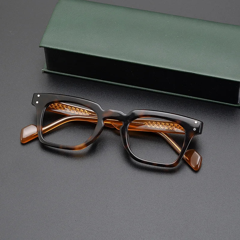 CCspace Unisex Full Rim Square Cat Eye Acetate Eyeglasses 57400 Full Rim CCspace leopard