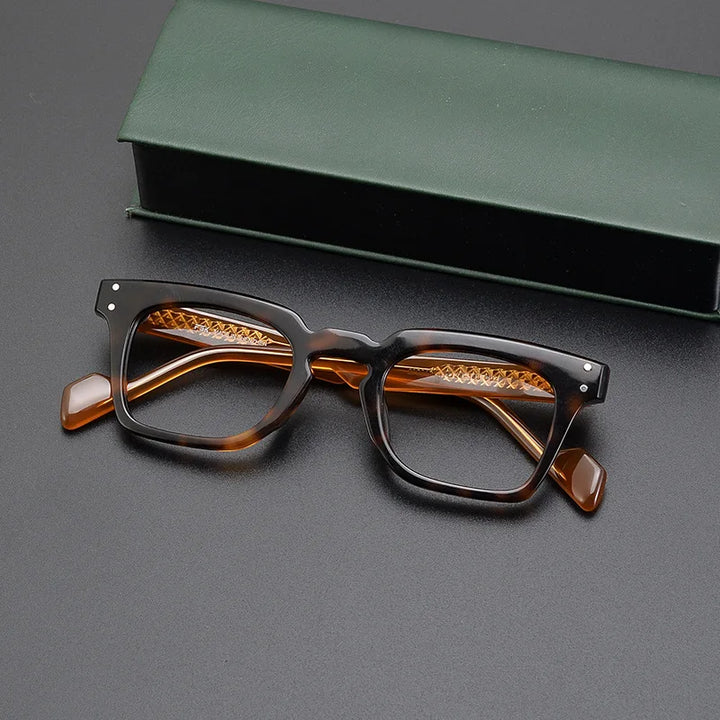 CCspace Unisex Full Rim Square Cat Eye Acetate Eyeglasses 57400 Full Rim CCspace leopard