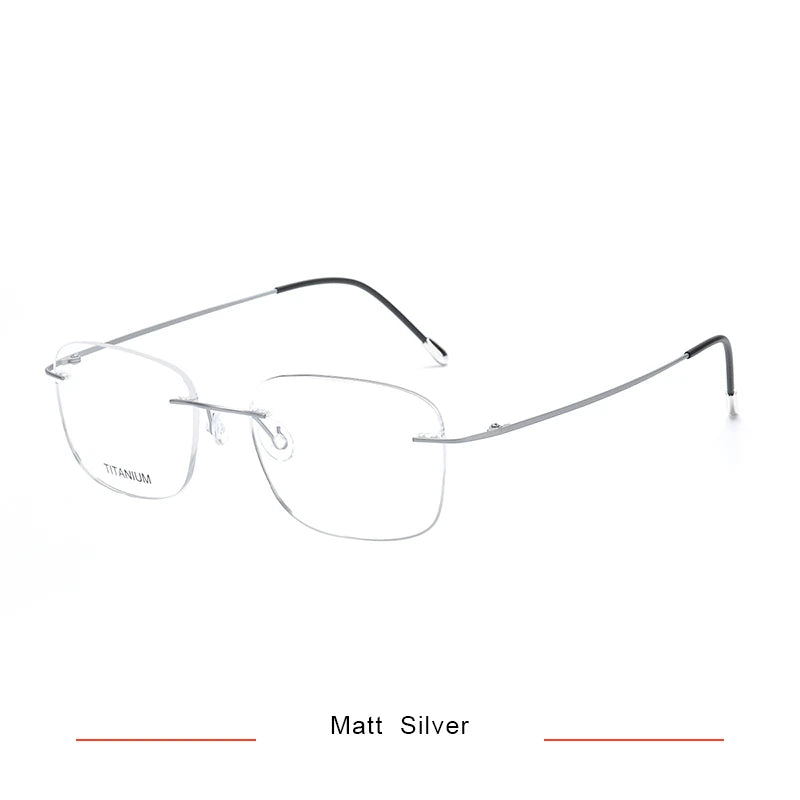 Brightzone Unisex Rimless Oval Square Titanium Eyeglasses 71610 Rimless Brightzone Matte Silver