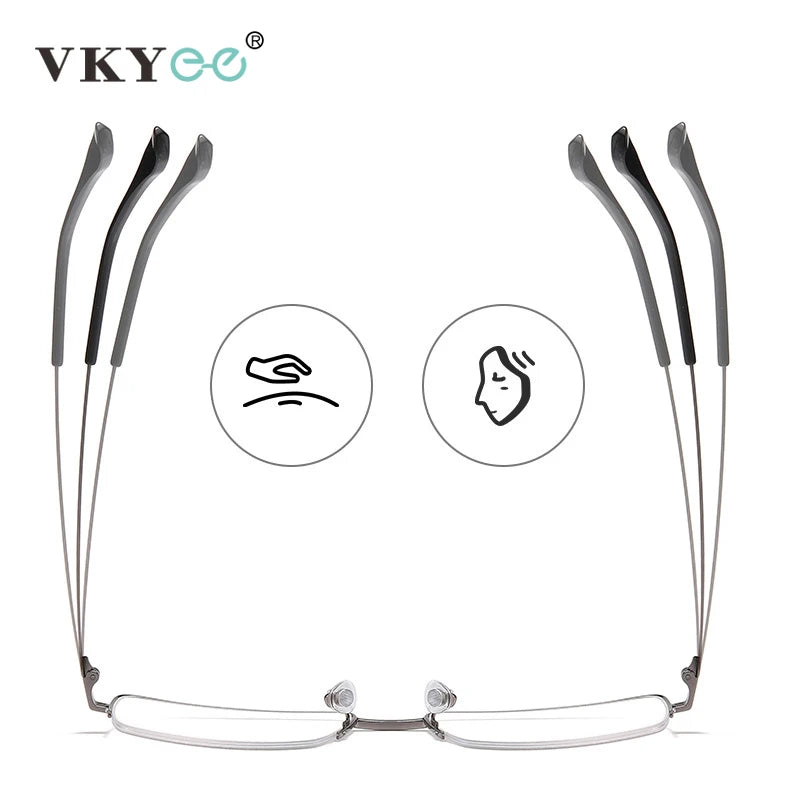 Vicky Unisex Semi Rim Square Polygon Titanium Reading Glasses 18012 Reading Glasses Vicky