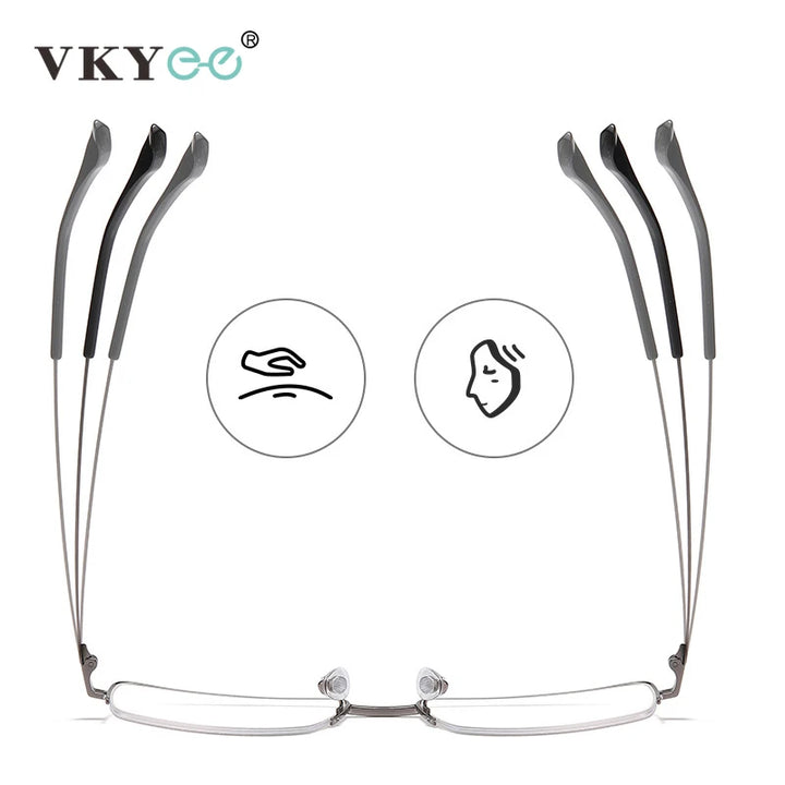 Vicky Unisex Semi Rim Square Polygon Titanium Reading Glasses 18012 Reading Glasses Vicky