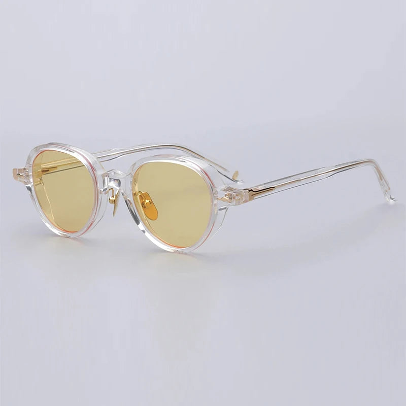 Hewei Women's Full Rim Round Acetate Sunglasses 0024 Sunglasses Hewei C4 as picture 