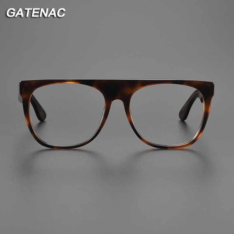 Gatenac Unisex Full Rim Flat Top Round Acetate Eyeglasses Gxyj1056 Full Rim Gatenac