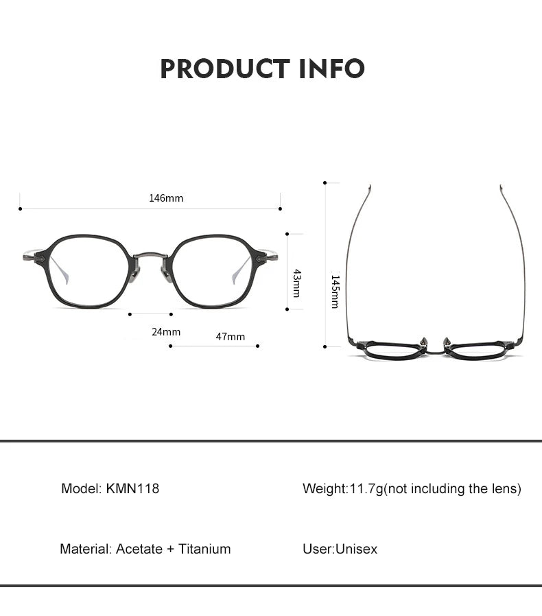 Aimee Unisex Full Rim Polygon Square Titanium Acetate Eyeglasses 11183 Full Rim Aimee