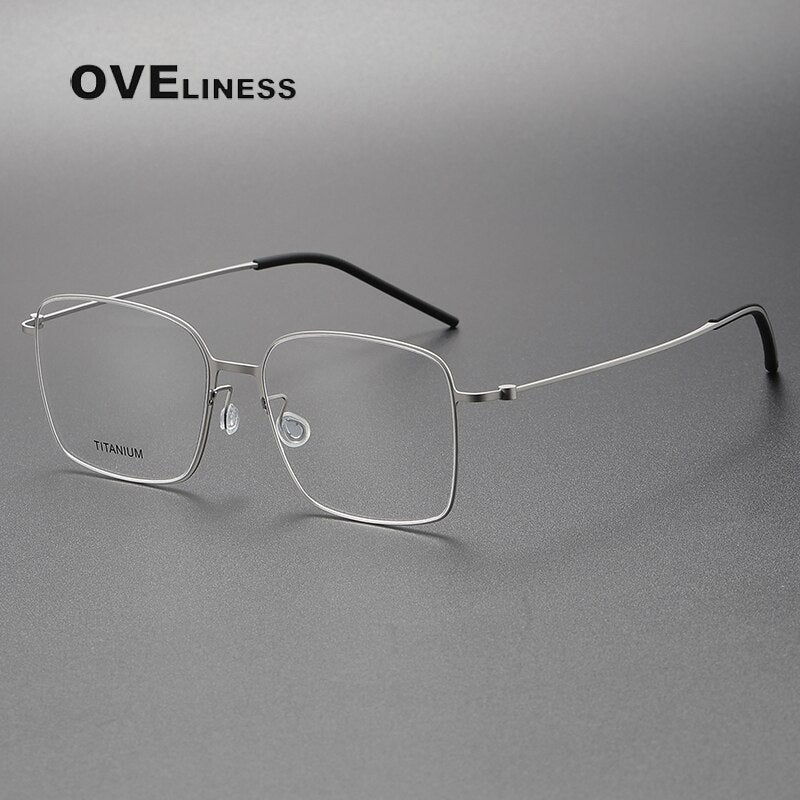 Oveliness Unisex Full Rim Square Titanium Eyeglasses 5535 Full Rim Oveliness silver  