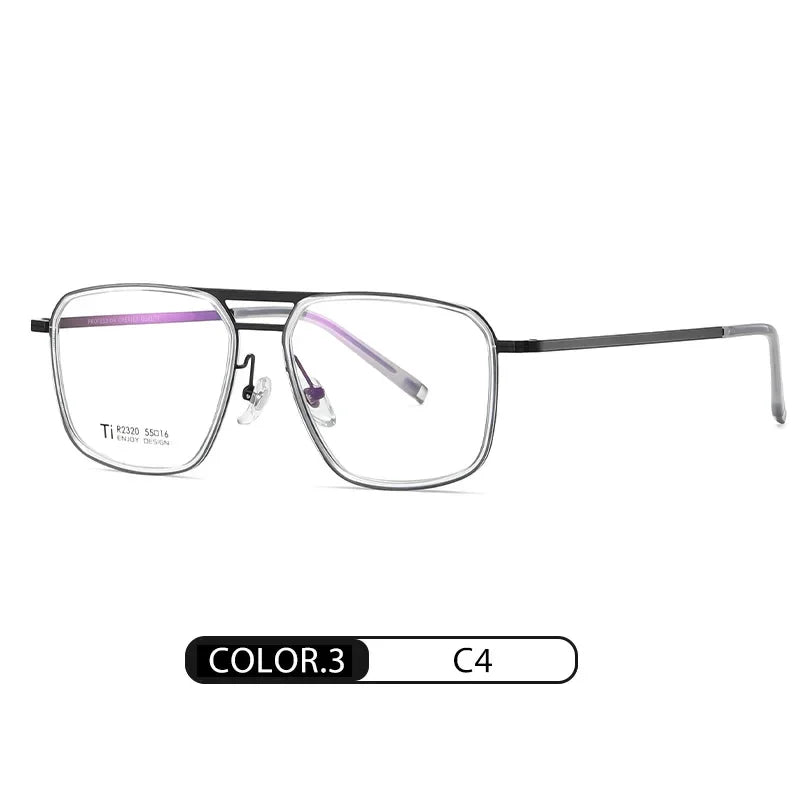 Hotony Unisex Full Rim Square Double Bridge Titanium Acetate Eyeglasses 72320 Full Rim Hotony C4