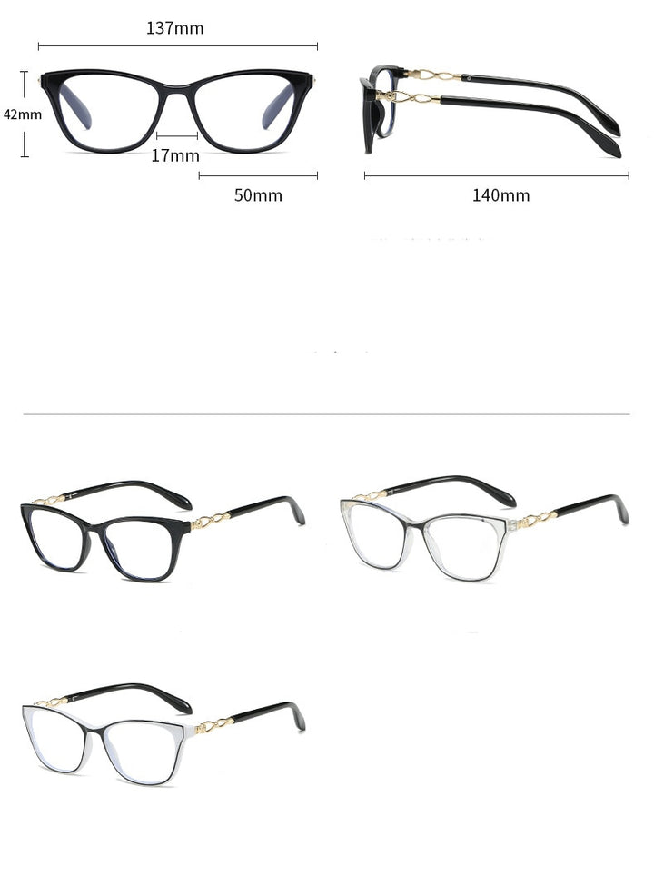 CCspace Women's Full Rim Square Acetate Hyperopic Reading Glasses 56156 Reading Glasses CCspace